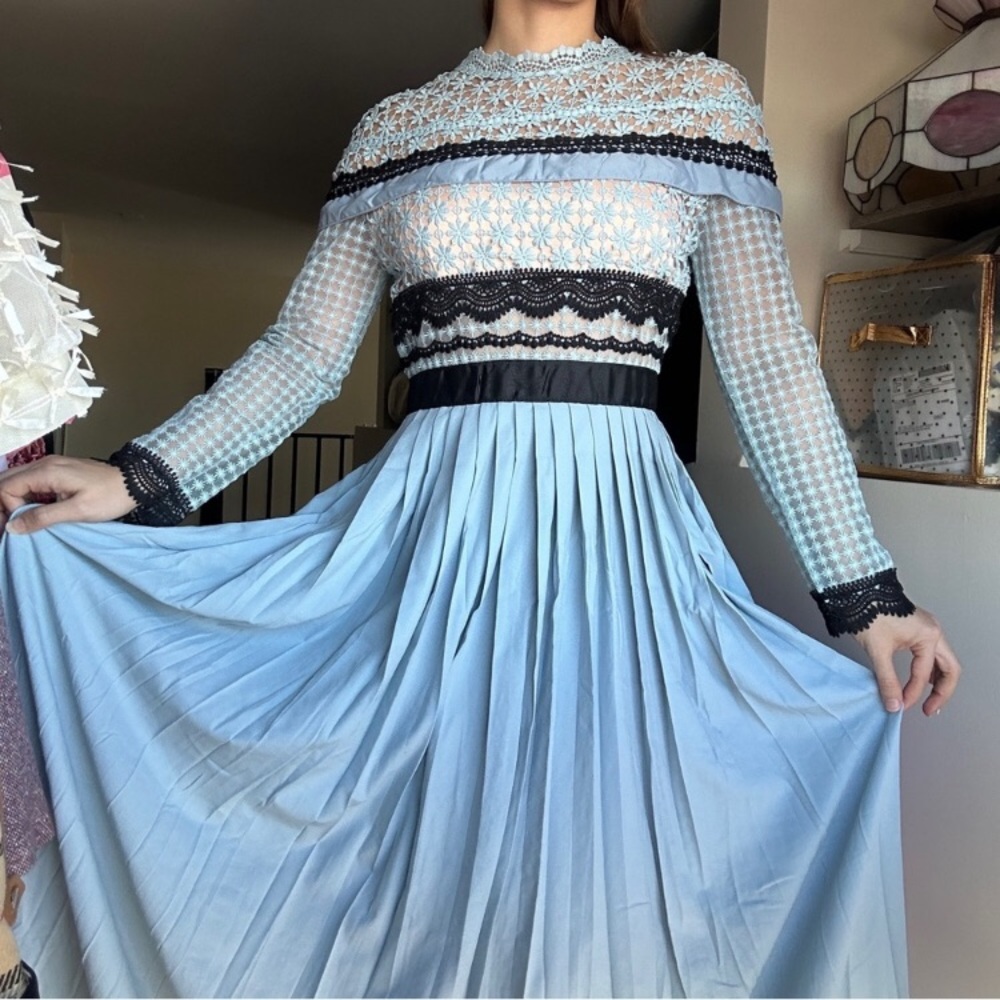 Self Portrait blue lace dress